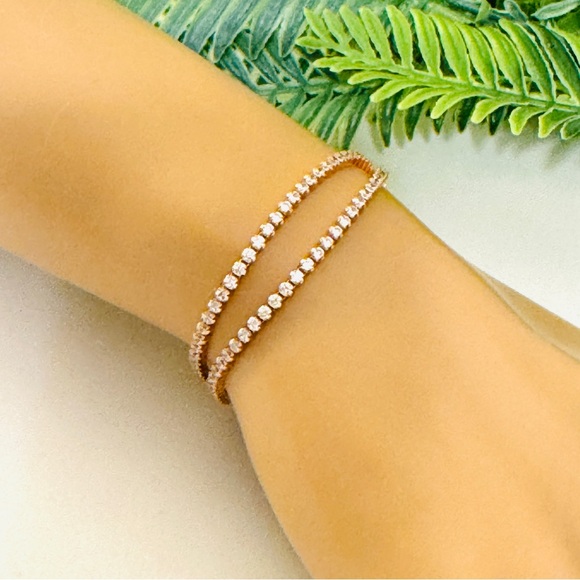 Swarovski Rose Gold Crystal Double Chain Bracelet - Picture 3 of 10